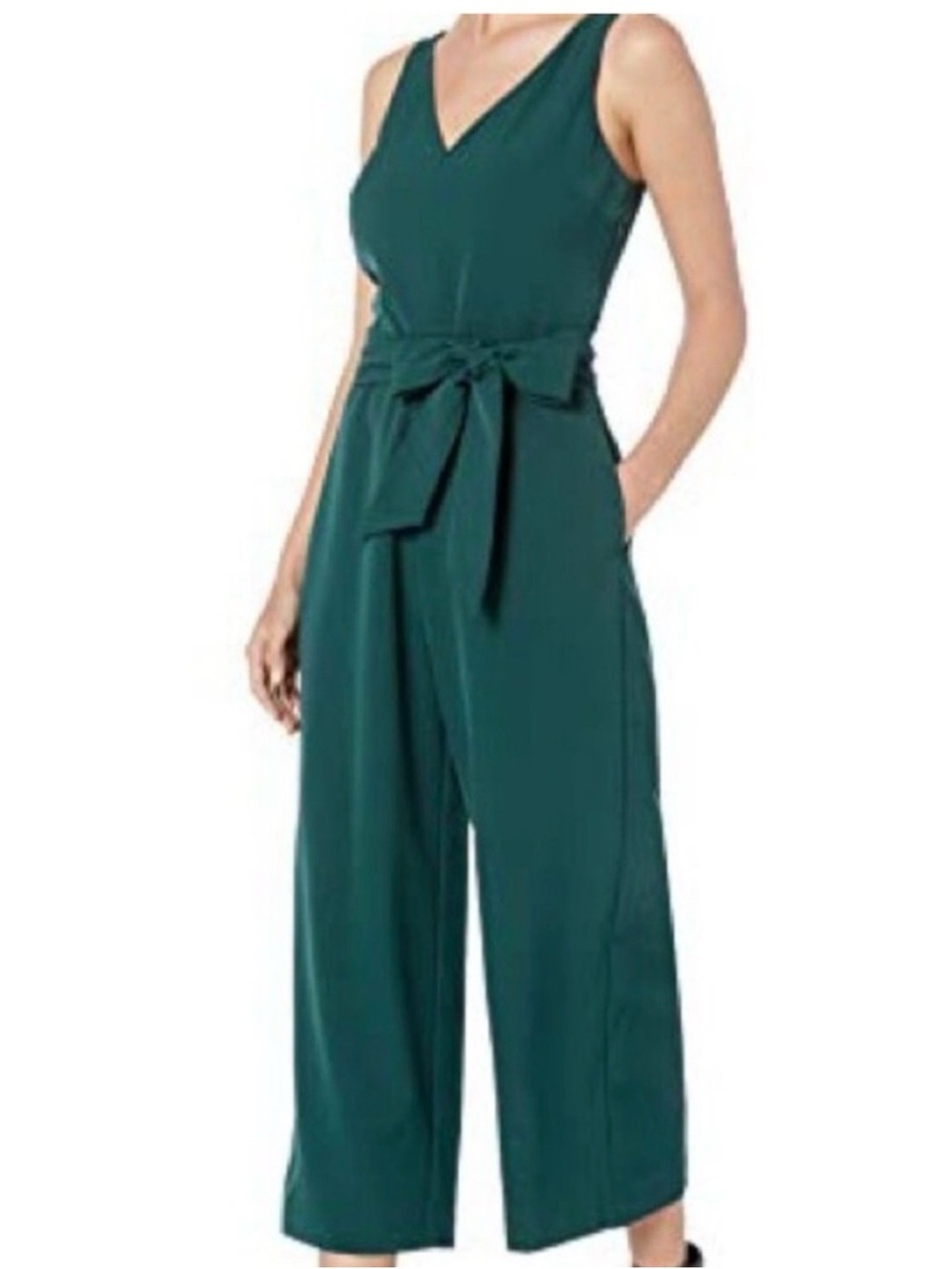 Sam Edelman Teal V-Neck Tie-Waist Wide-Leg Jumpsuit